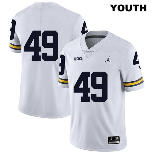 Youth NCAA Michigan Wolverines William Wagner #49 No Name White Jordan Brand Authentic Stitched Legend Football College Jersey BC25D04KS